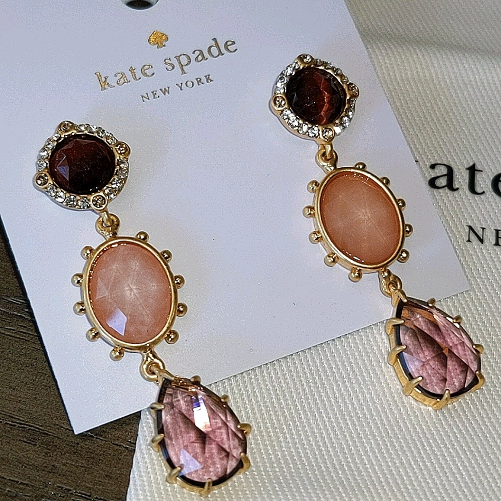 NEW Kate Spade Linear Drop Earrings in Berry Multi - Picture 2 of 9